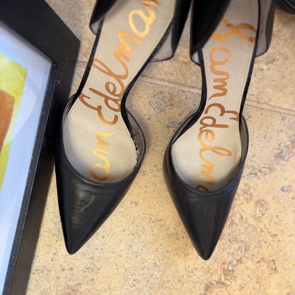 Sam Edelman Delilah Black Leather Heels Pumps Pointed - Picture 6 of 6